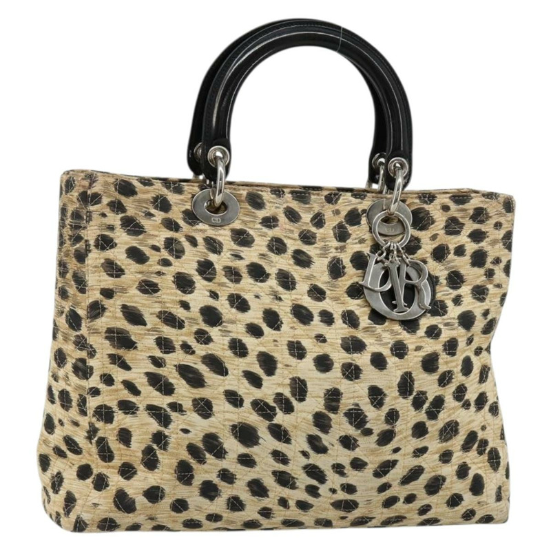 【日本直送】Christian Dior Canage Lady Dior 手提包 尼龍 米色 銀色 正品 182018V-0