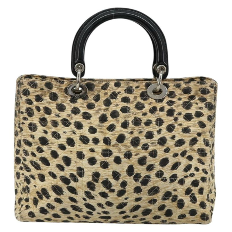 【日本直送】Christian Dior Canage Lady Dior 手提包 尼龍 米色 銀色 正品 182018V-1