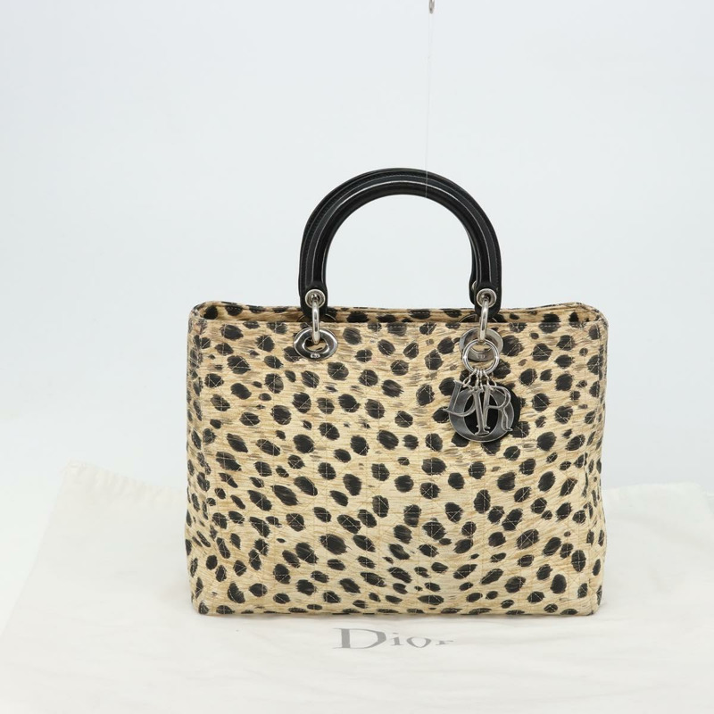 【日本直送】Christian Dior Canage Lady Dior 手提包 尼龍 米色 銀色 正品 182018V-11