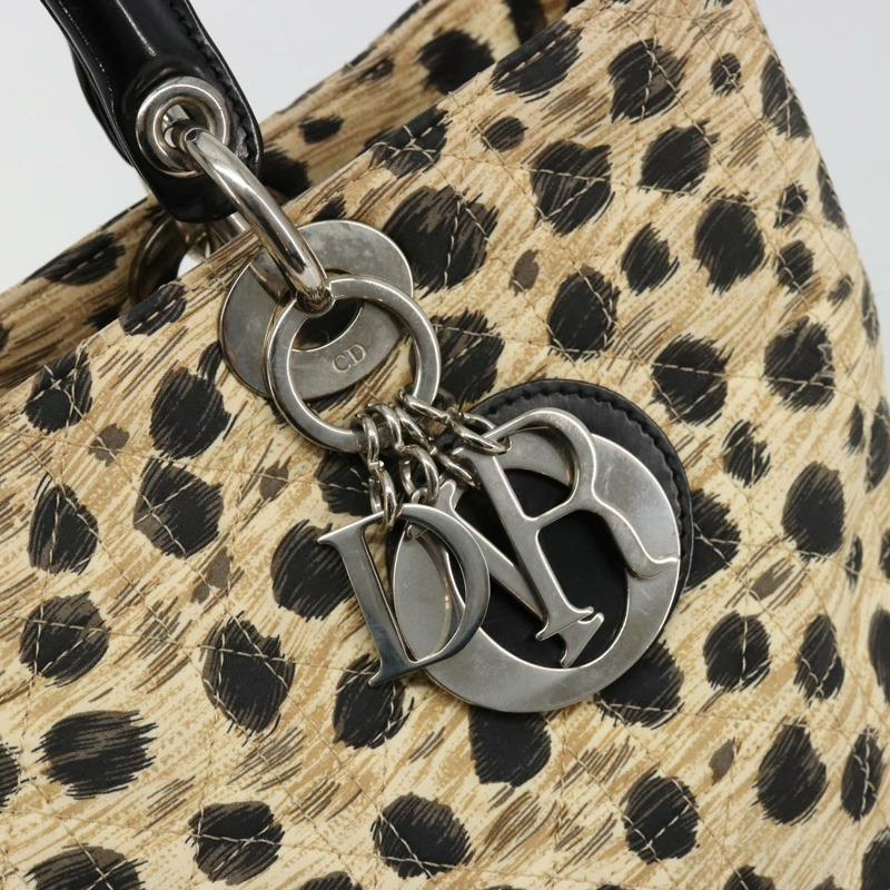 【日本直送】Christian Dior Canage Lady Dior 手提包 尼龍 米色 銀色 正品 182018V-17