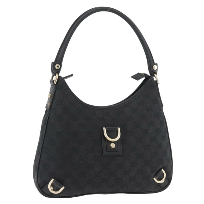 【日本直送】GUCCI GG帆布Abbey單肩包 黑色 金色 130738 正品 182265A-0