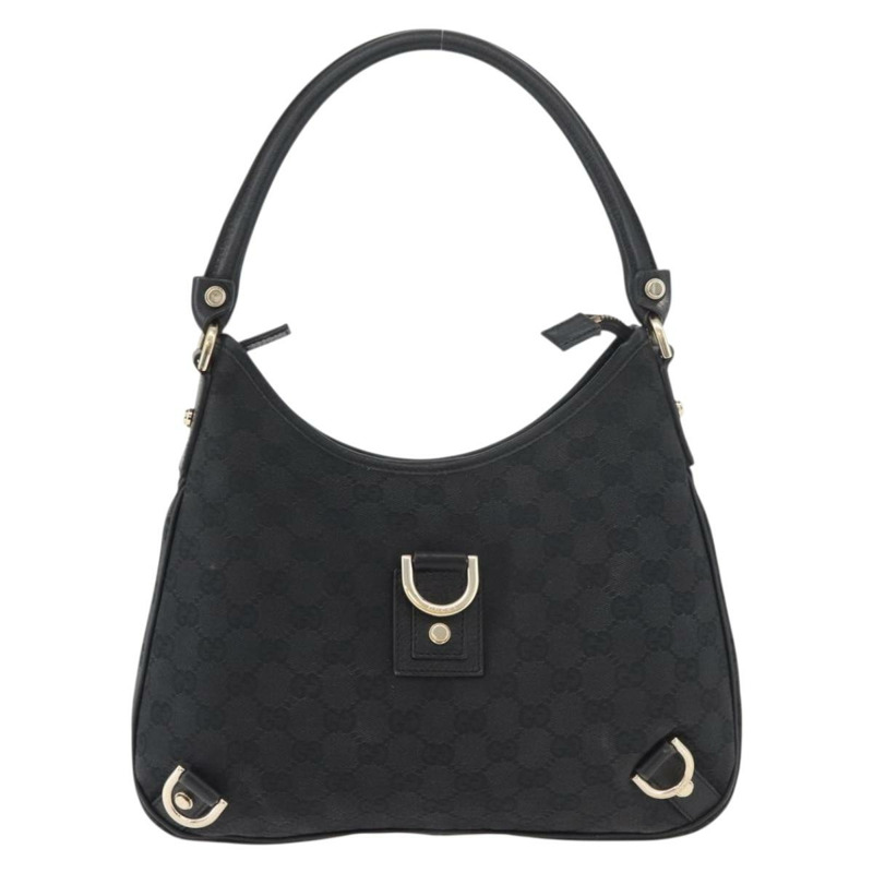 【日本直送】GUCCI GG帆布Abbey單肩包 黑色 金色 130738 正品 182265A-12