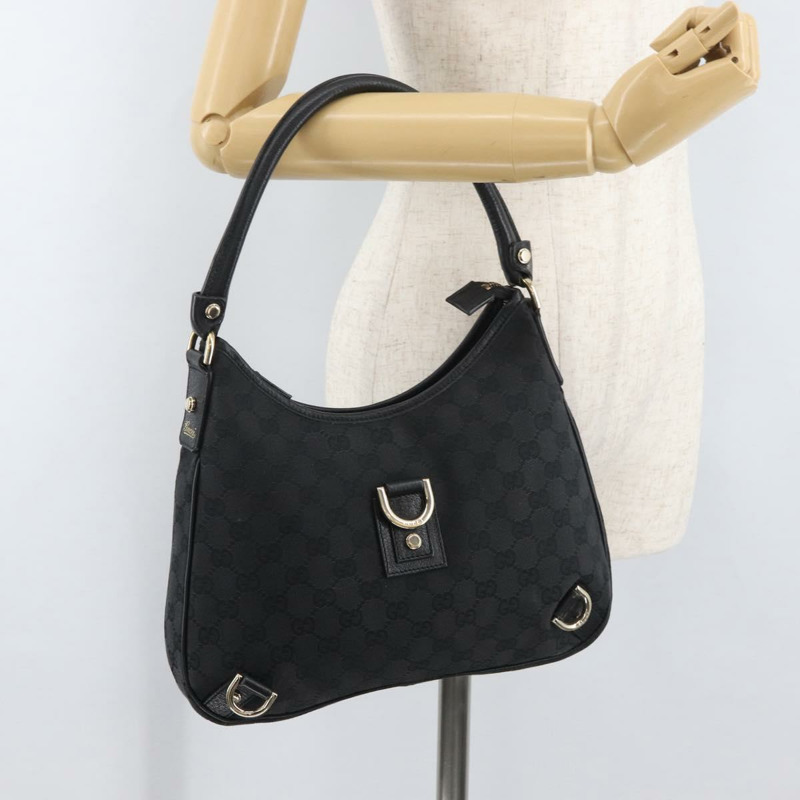 【日本直送】GUCCI GG帆布Abbey單肩包 黑色 金色 130738 正品 182265A-22