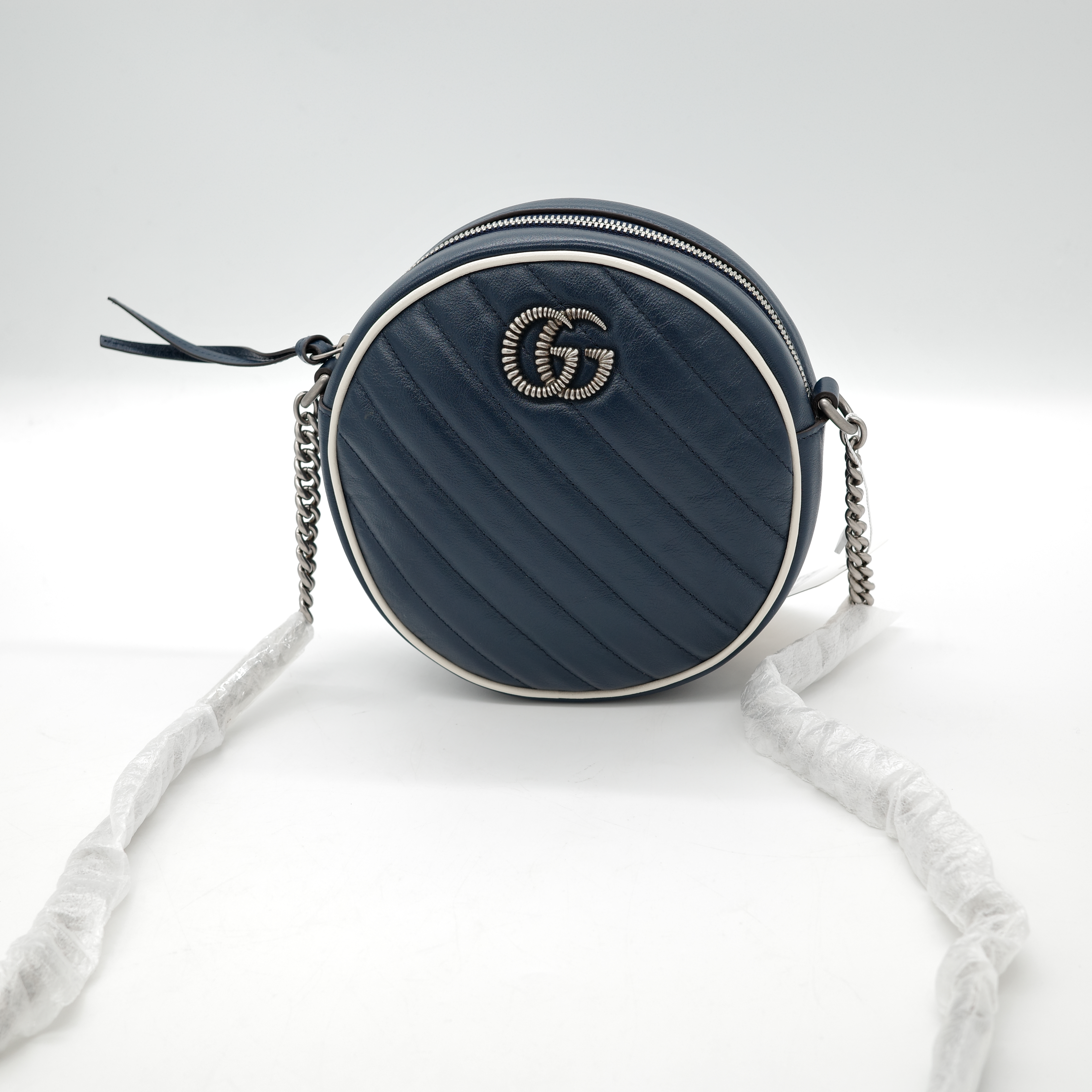 Gucci 古馳 marmont 藍白色 圓形 肩背包-1
