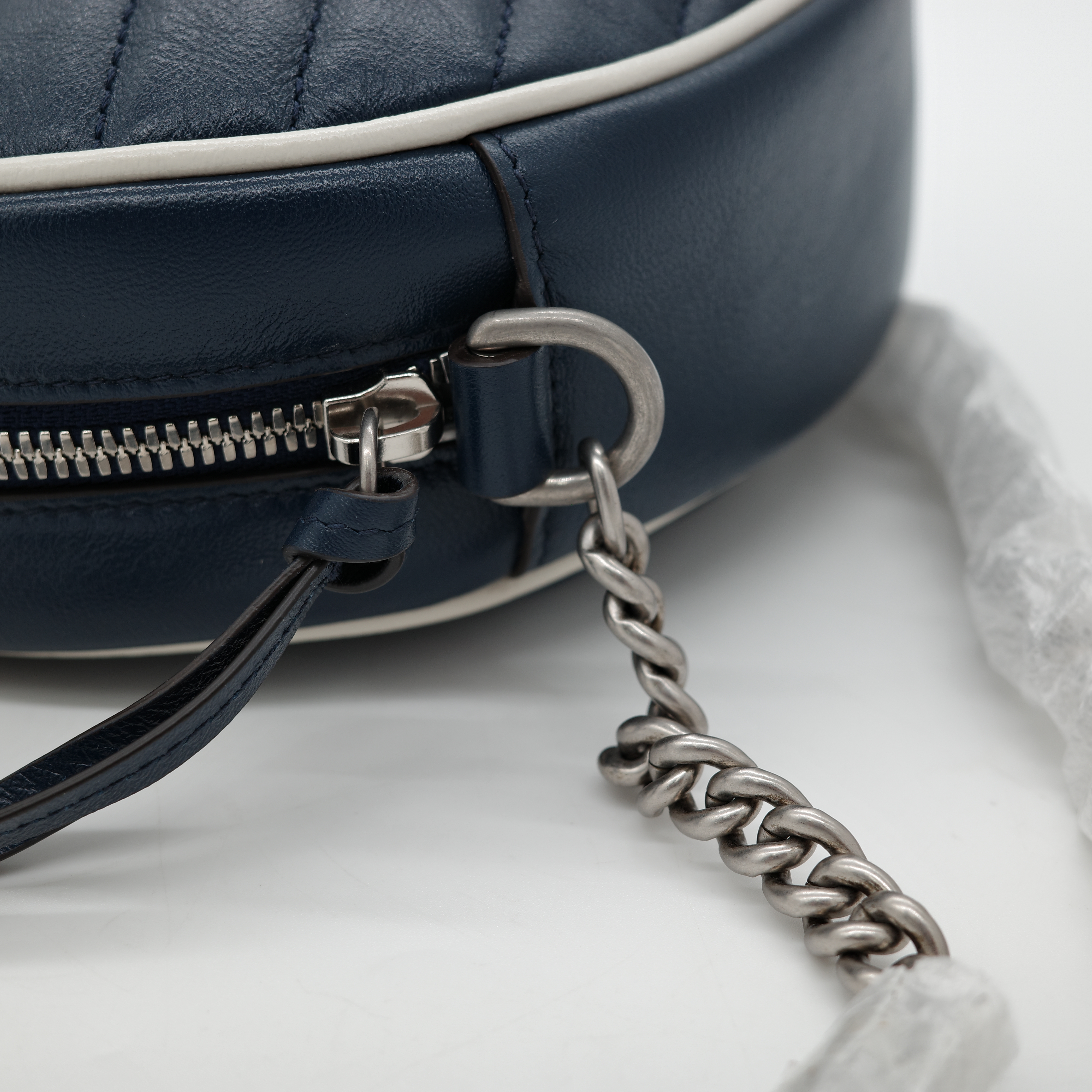 Gucci 古馳 marmont 藍白色 圓形 肩背包-7