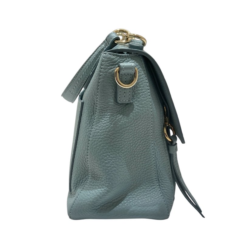 CHLOÉ 克羅伊 FAYE DAY 鱷魚壓紋手挽肩背兩用袋 皮革 藍綠色 金釦-4