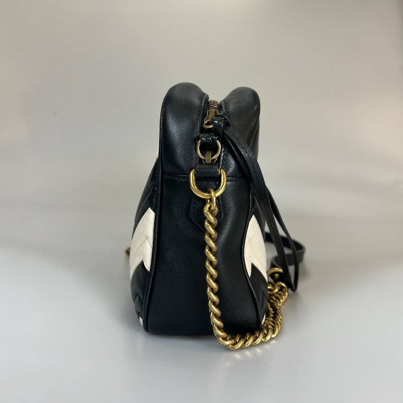 GUCCI 443499 黑拚白Marmont側肩包-3