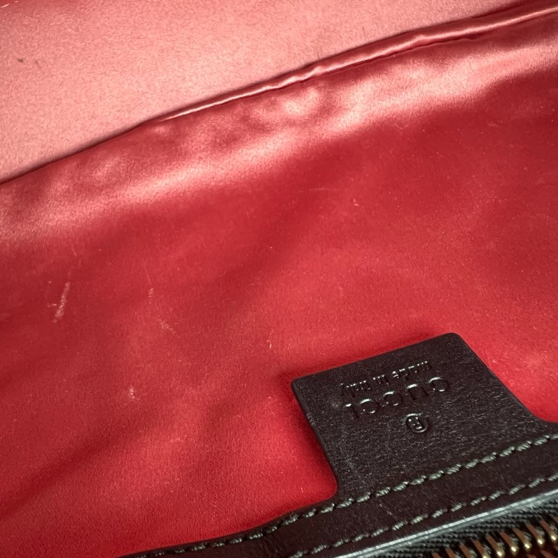 GUCCI 443499 黑拚白Marmont側肩包-7