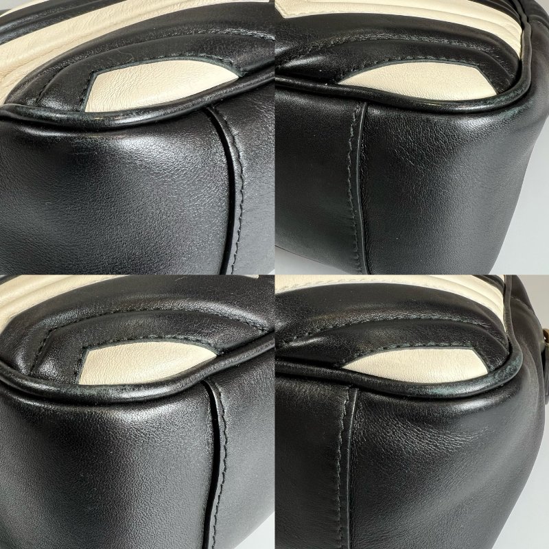 GUCCI 443499 黑拚白Marmont側肩包-9