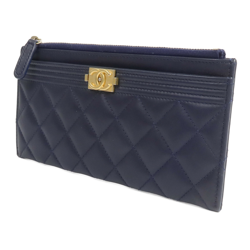 CHANEL 羊皮皮革Boy Zipper Long Wallet長錢包-2