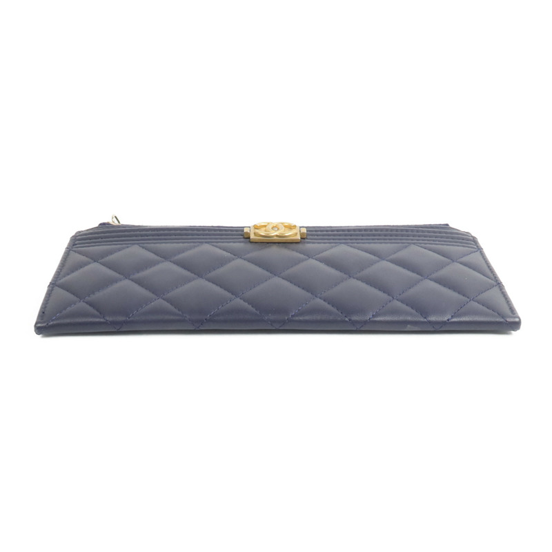 CHANEL 羊皮皮革Boy Zipper Long Wallet長錢包-5
