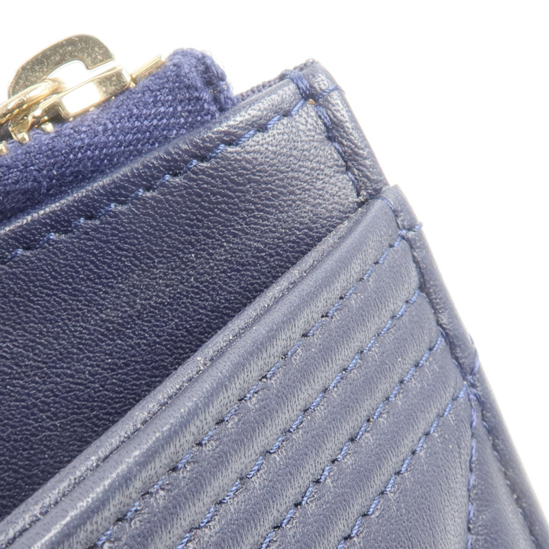 CHANEL 羊皮皮革Boy Zipper Long Wallet長錢包-9