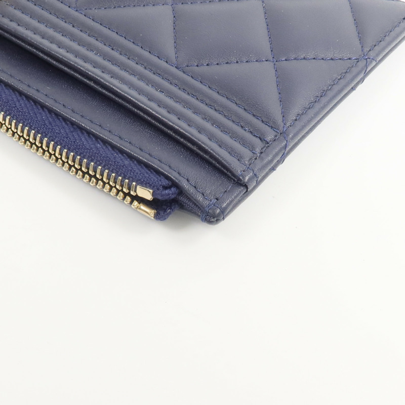 CHANEL 羊皮皮革Boy Zipper Long Wallet長錢包-15