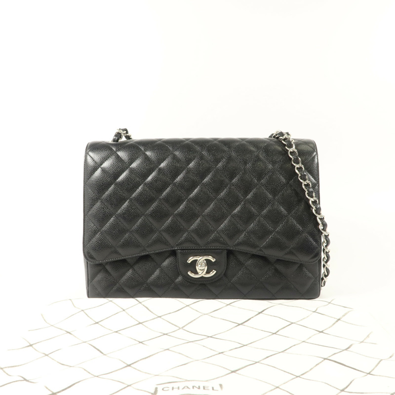 CHANEL 牛皮皮革Maxi Classic鏈帶肩背袋-9