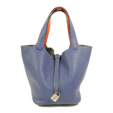 HERMES Clemence皮革Picotin MM手挽袋Bleu Brighton/Capucine