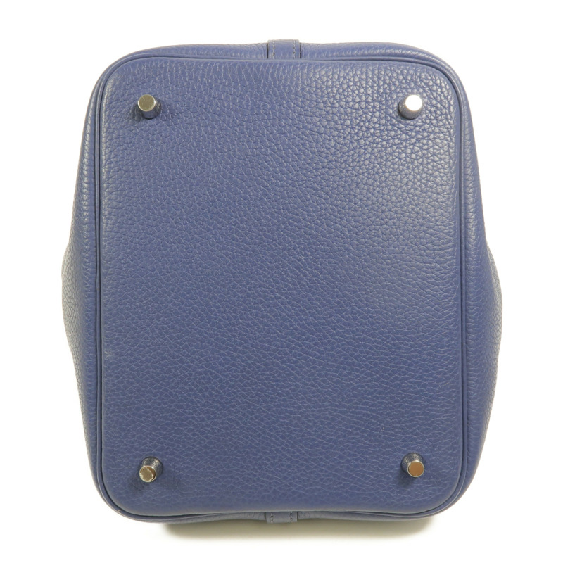 HERMES Clemence皮革Picotin MM手挽袋Bleu Brighton/Capucine-3