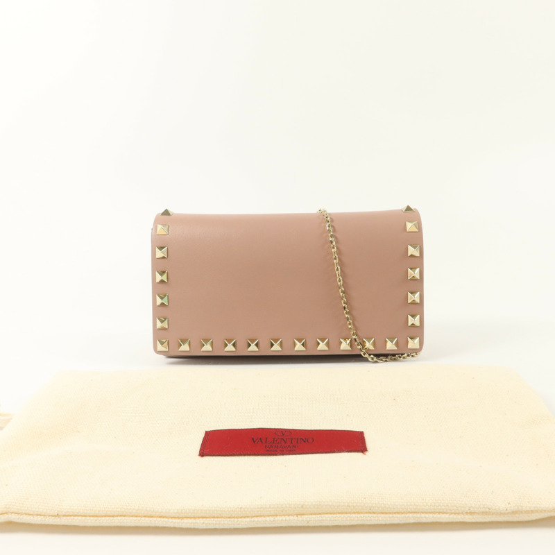 Valentino 牛皮皮革Rockstud WOC鏈帶肩背袋-8