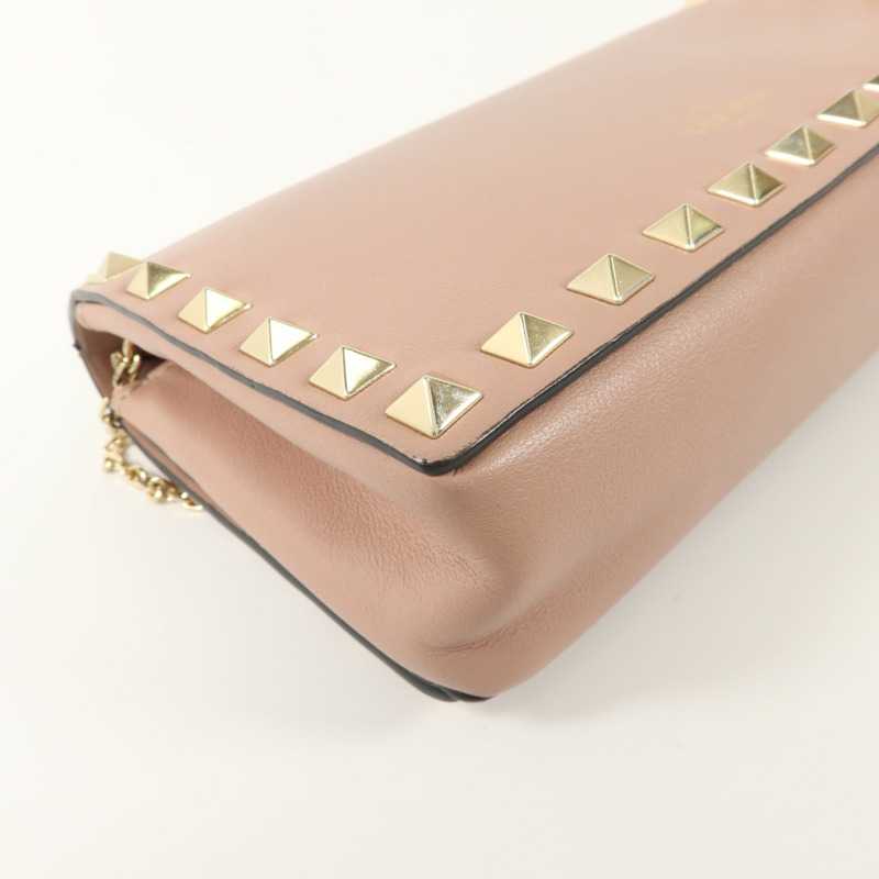 Valentino 牛皮皮革Rockstud WOC鏈帶肩背袋-14