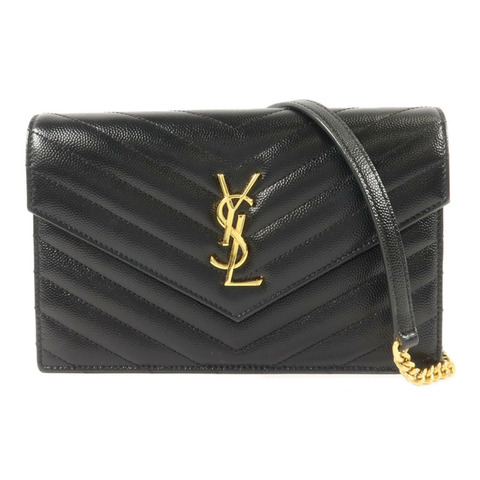SAINT LAURENT 牛皮皮革Wallet On Chain鏈帶肩背袋