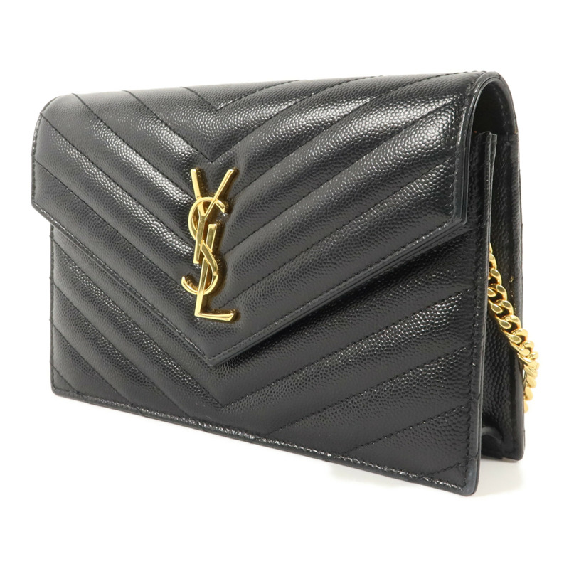 SAINT LAURENT 牛皮皮革Wallet On Chain鏈帶肩背袋-2