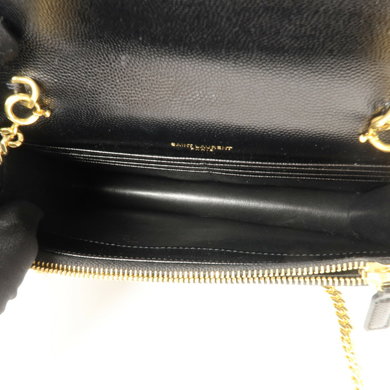 SAINT LAURENT 牛皮皮革Wallet On Chain鏈帶肩背袋-4