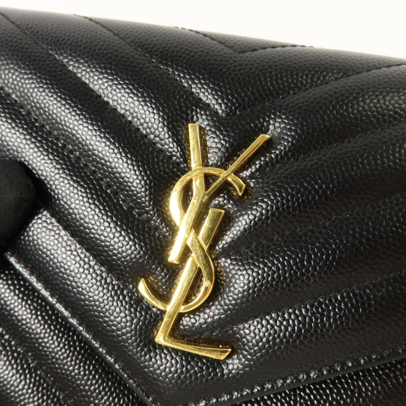 SAINT LAURENT 牛皮皮革Wallet On Chain鏈帶肩背袋-9