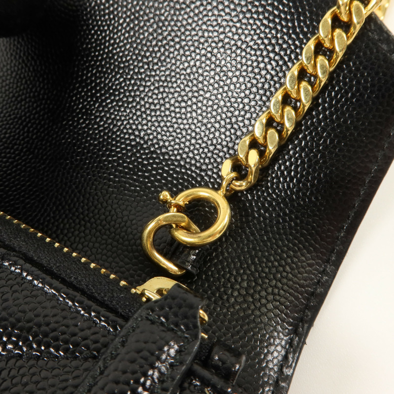 SAINT LAURENT 牛皮皮革Wallet On Chain鏈帶肩背袋-10