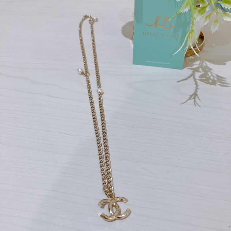 TK2062 香奈兒 水鑽 項鏈 Chanel CC logo Necklace Half Crystal X GHW-3