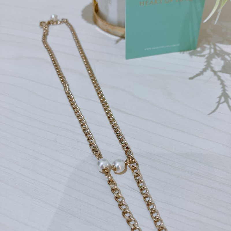 TK2062 香奈兒 水鑽 項鏈 Chanel CC logo Necklace Half Crystal X GHW-5