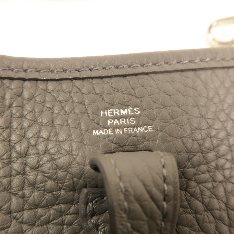 HERMES Clemence皮革Evelyne TPM肩背袋Gris Misty-5