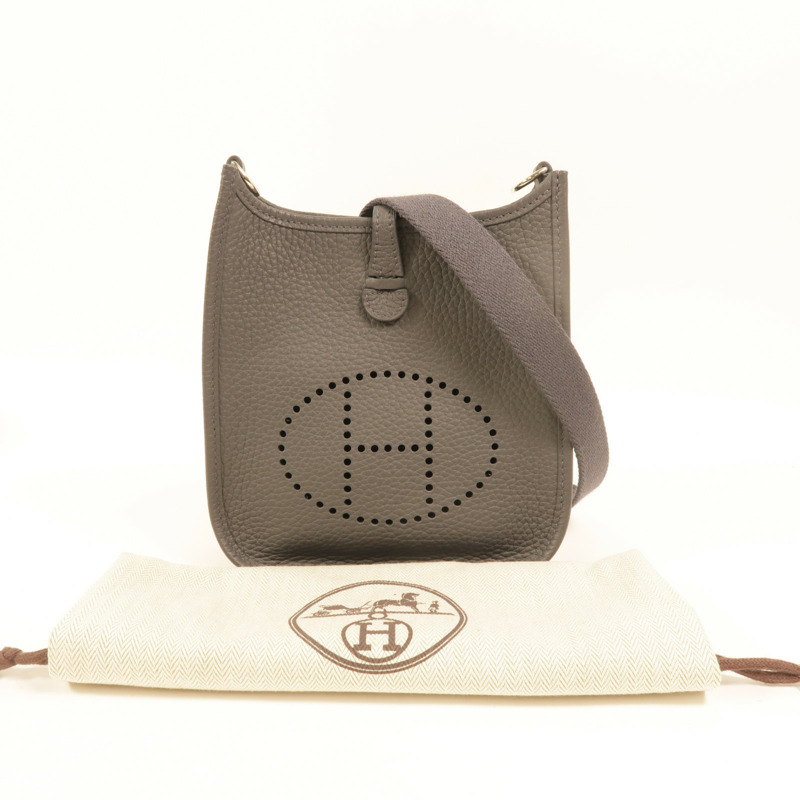HERMES Clemence皮革Evelyne TPM肩背袋Gris Misty-9