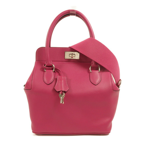 HERMES Evercolor皮革Toolbox 20手挽肩背兩用袋Rose Pourpre