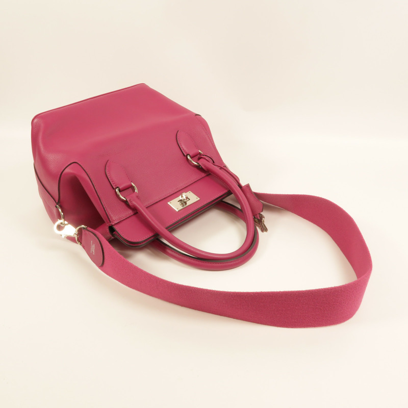 HERMES Evercolor皮革Toolbox 20手挽肩背兩用袋Rose Pourpre-7