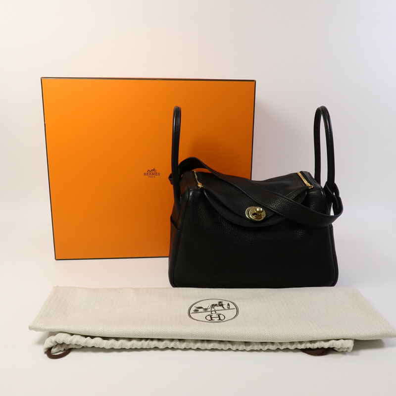 HERMES Clemence皮革Lindy 26手挽肩背兩用袋Noir-9