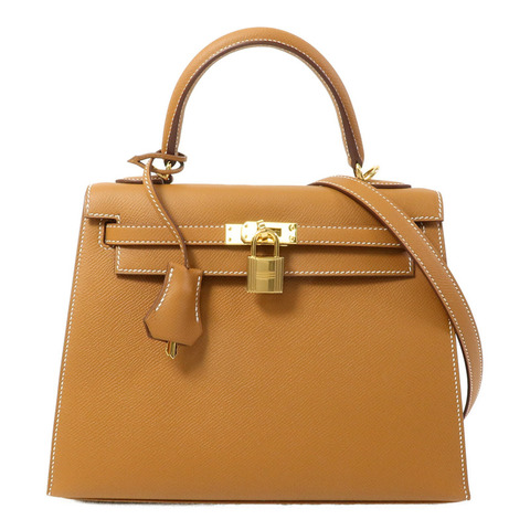 HERMES Epsom皮革Kelly 25手挽肩背兩用袋Gold