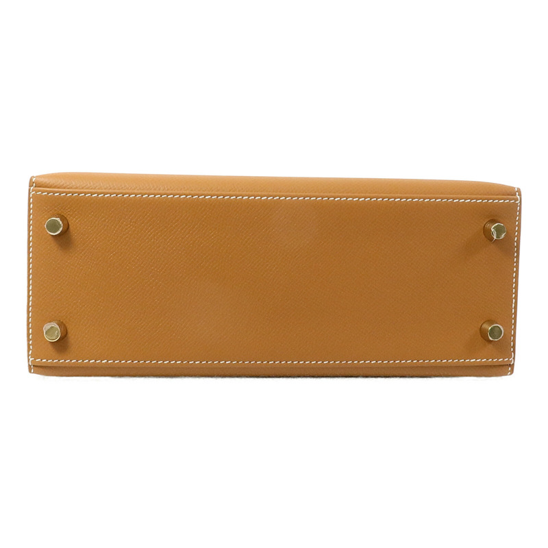 HERMES Epsom皮革Kelly 25手挽肩背兩用袋Gold-3