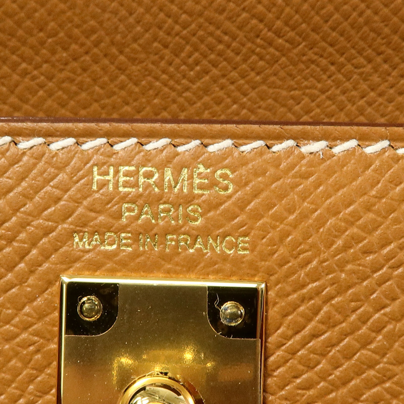 HERMES Epsom皮革Kelly 25手挽肩背兩用袋Gold-5
