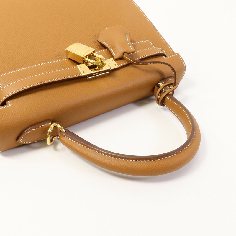 HERMES Epsom皮革Kelly 25手挽肩背兩用袋Gold-9