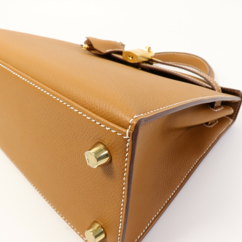 HERMES Epsom皮革Kelly 25手挽肩背兩用袋Gold-13