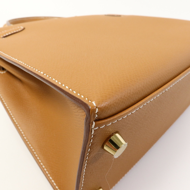 HERMES Epsom皮革Kelly 25手挽肩背兩用袋Gold-14