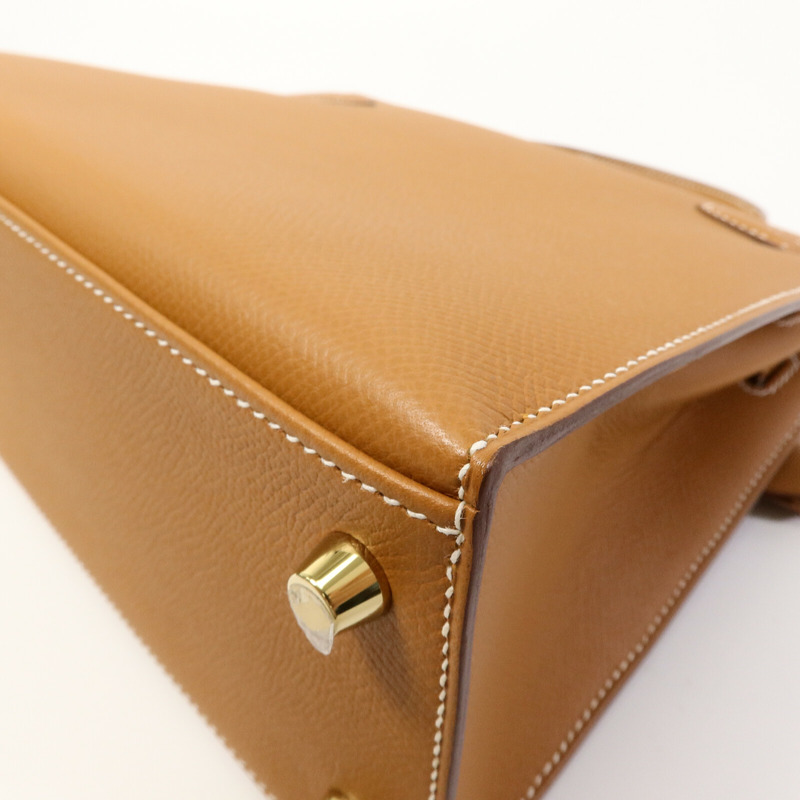 HERMES Epsom皮革Kelly 25手挽肩背兩用袋Gold-15