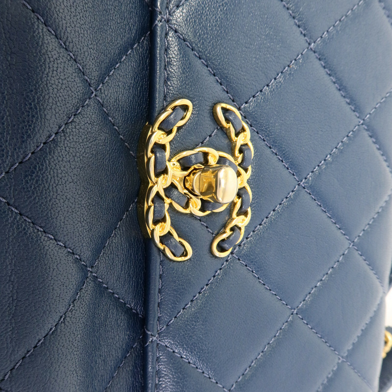 CHANEL 牛皮皮革Infinity鏈帶手挽肩背兩用袋-7