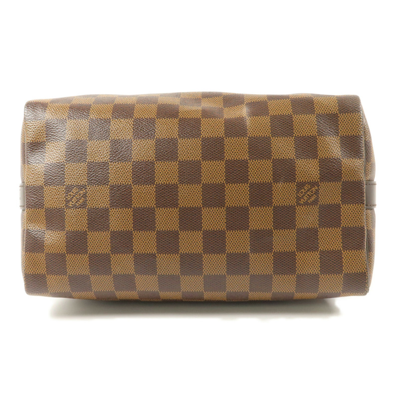 LOUIS VUITTON Damier Speedy Bandouliere 25金扣手挽肩背兩用袋棕色-3