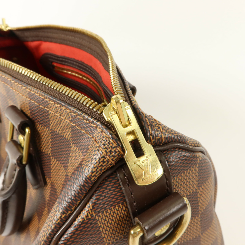 LOUIS VUITTON Damier Speedy Bandouliere 25金扣手挽肩背兩用袋棕色-8