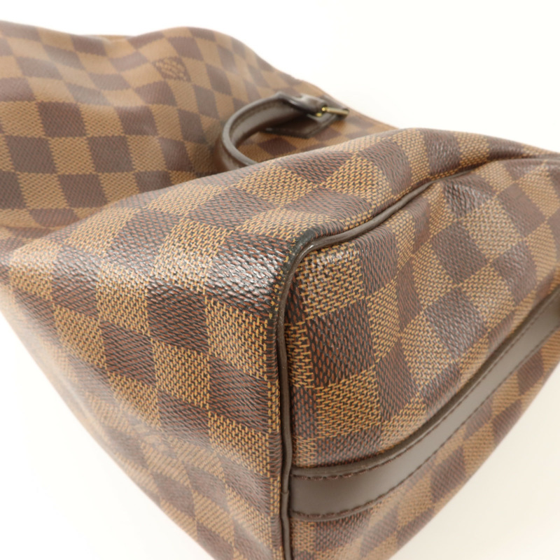 LOUIS VUITTON Damier Speedy Bandouliere 25金扣手挽肩背兩用袋棕色-10
