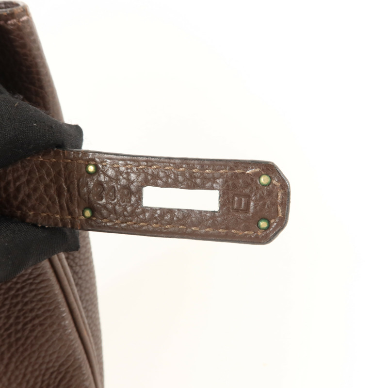 HERMES Clemence皮革Haut A Courroies 28手挽袋Chocolat-6