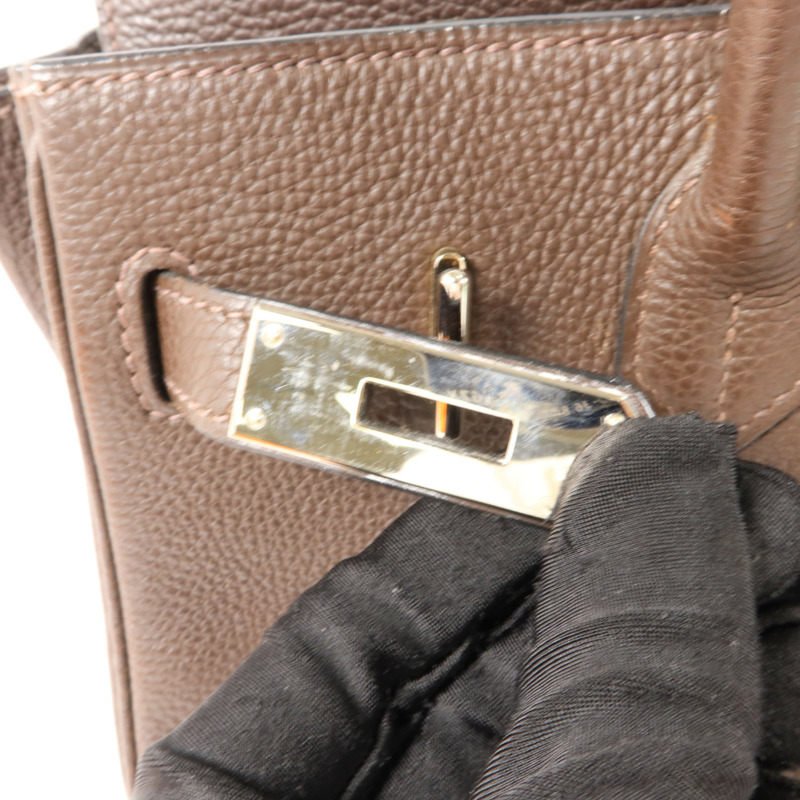 HERMES Clemence皮革Haut A Courroies 28手挽袋Chocolat-11