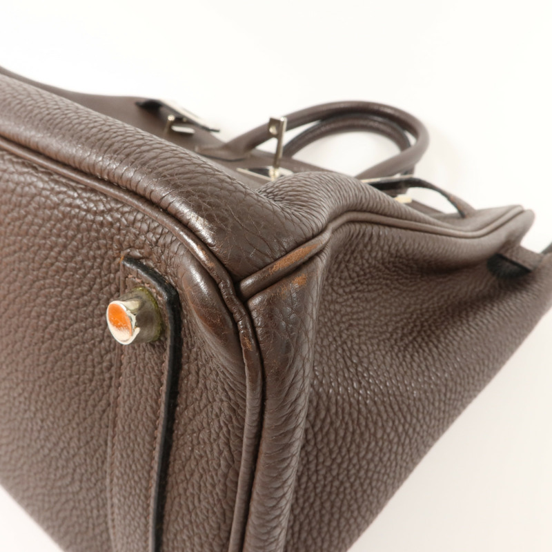 HERMES Clemence皮革Haut A Courroies 28手挽袋Chocolat-13