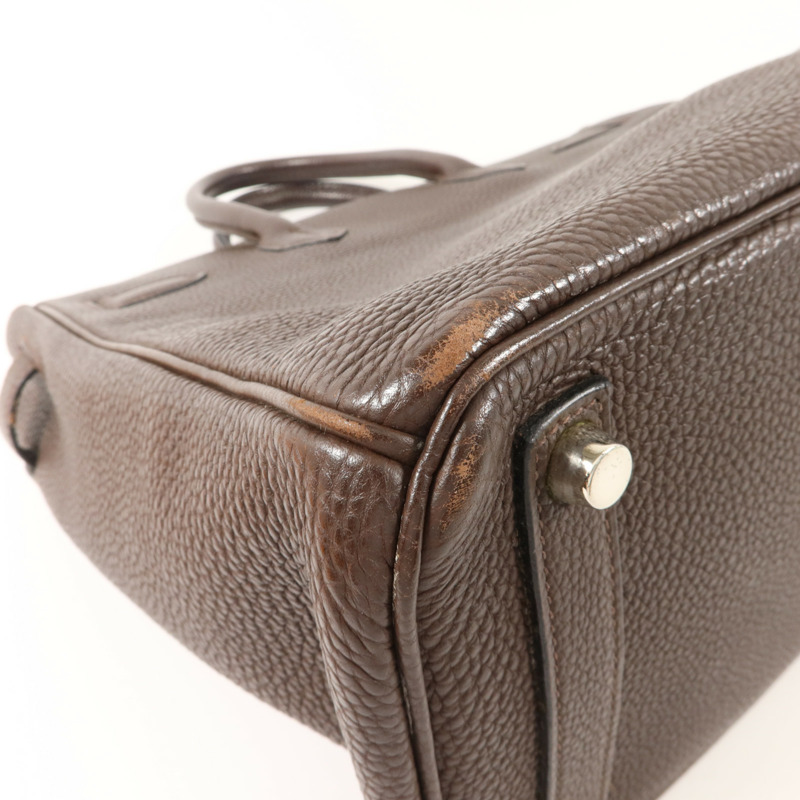 HERMES Clemence皮革Haut A Courroies 28手挽袋Chocolat-16