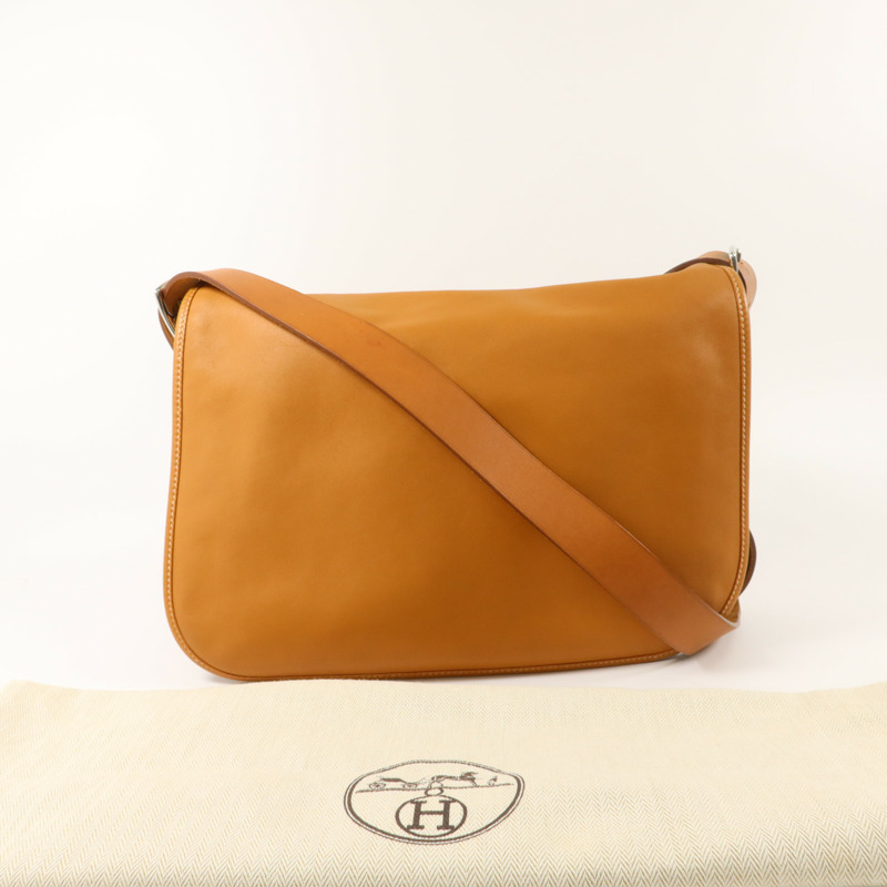 HERMES Swift皮革Barda 35肩背袋Gold-8